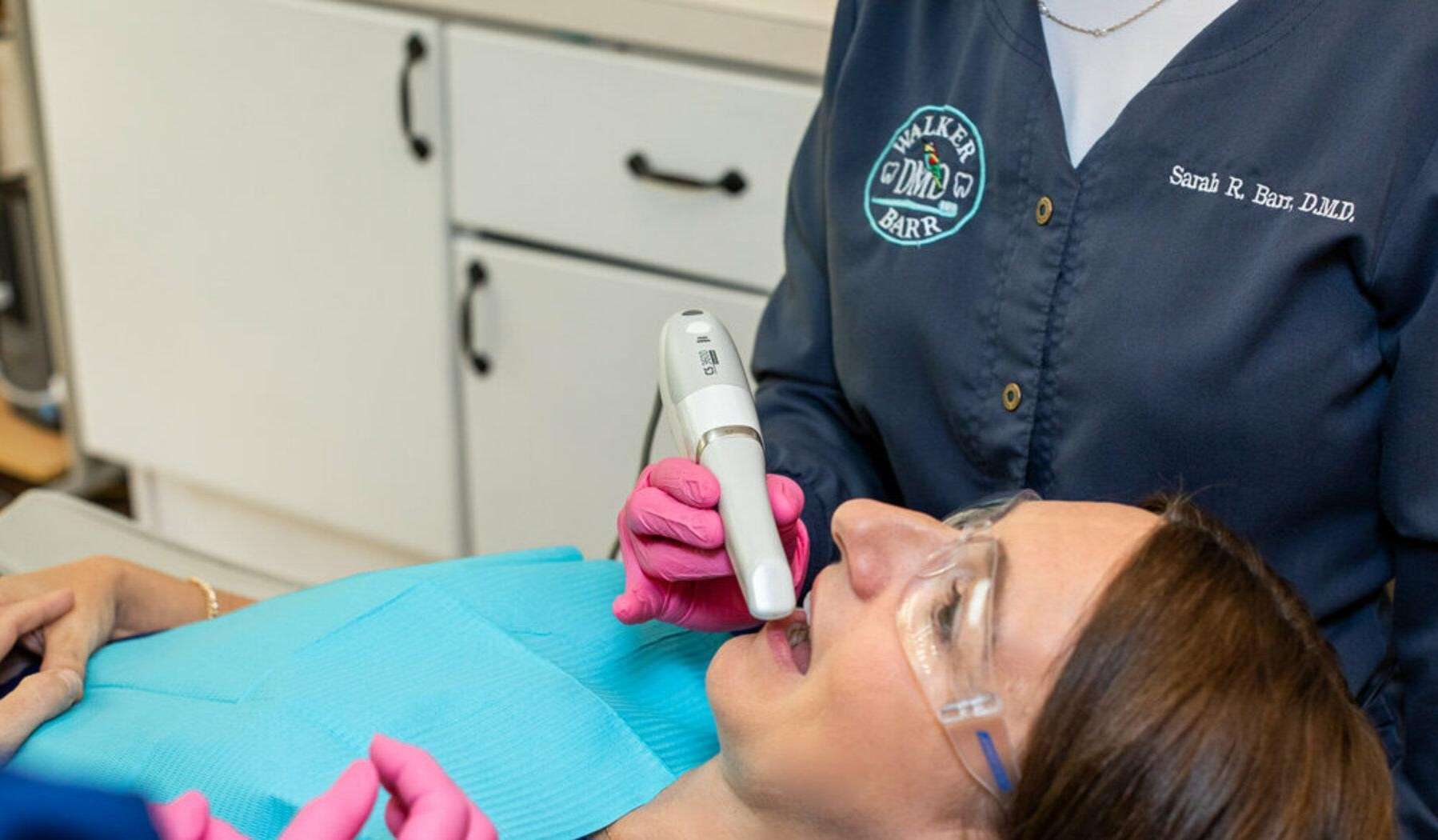 Patient at dentist getting tooth crown in Brandon, FL